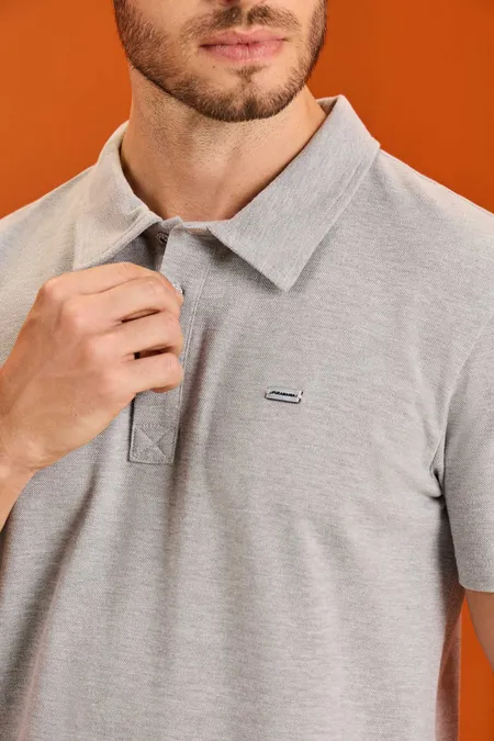Polo Piquet Masculina Slim Dapper Mescla Puramania